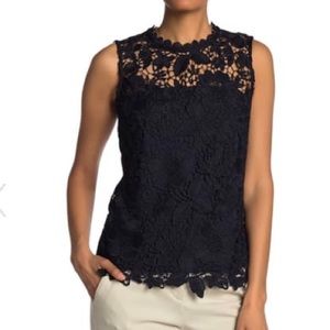 Nanette Lepore net navy sleeveless blouse size small